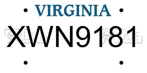 XWN9181 Virginia License Plate