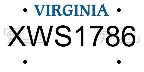 XWS1786 Virginia License Plate