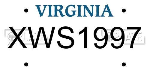 XWS1997 Virginia License Plate