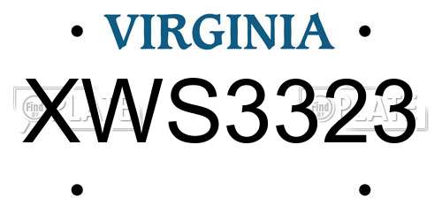 XWS3323 Virginia License Plate