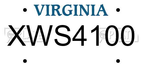 XWS4100 Virginia License Plate
