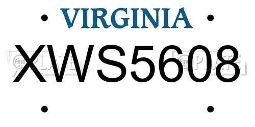 XWS5608 Virginia License Plate
