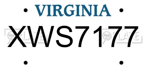 XWS7177 Virginia License Plate