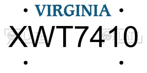 XWT7410 Virginia License Plate