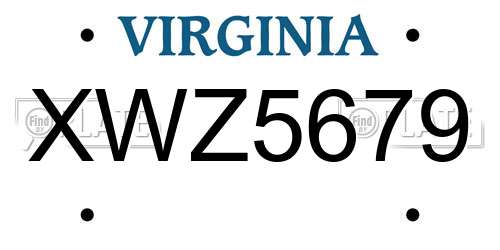XWZ5679 Virginia License Plate