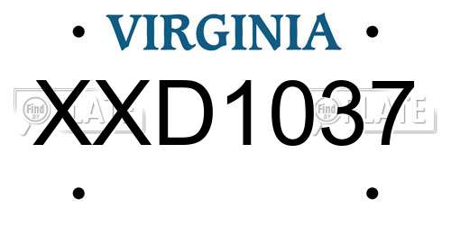 XXD1037 Virginia License Plate