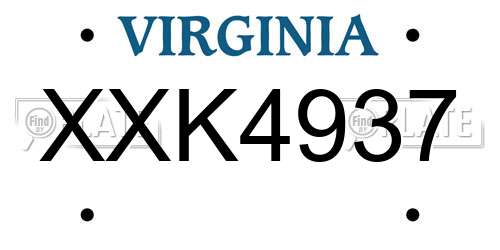 XXK4937 Virginia License Plate