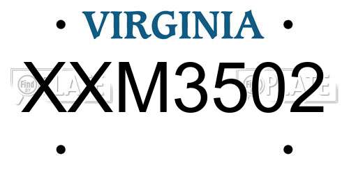 XXM3502 Virginia License Plate
