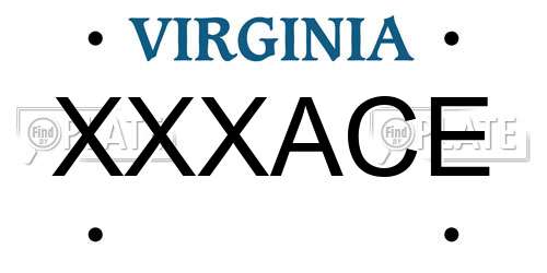 XXXACE Virginia License Plate