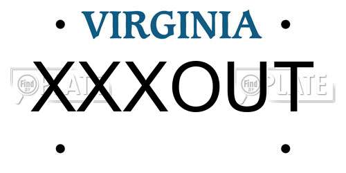 XXXOUT Virginia License Plate