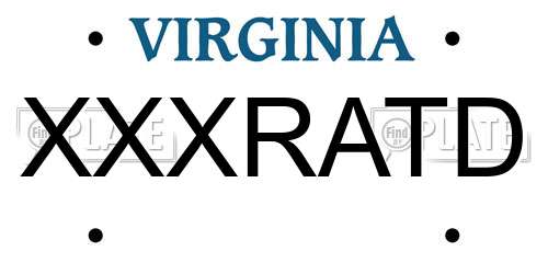 XXXRATD Virginia License Plate