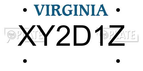 XY2D1Z Virginia License Plate