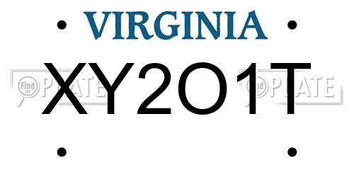 XY2O1T Virginia License Plate