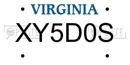 XY5D0S Virginia License Plate