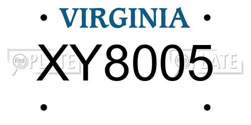 XY8005 Virginia License Plate
