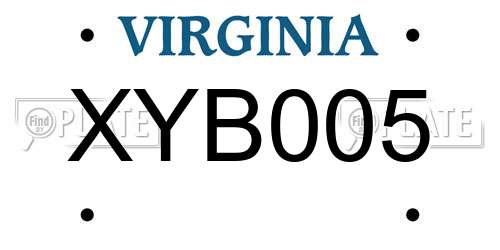 XYB005 Virginia License Plate