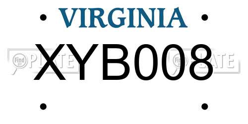XYB008 Virginia License Plate