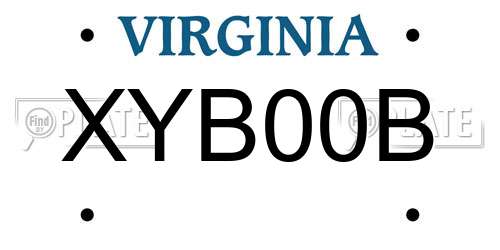 XYB00B Virginia License Plate