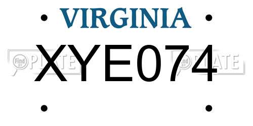 XYE074 Virginia License Plate