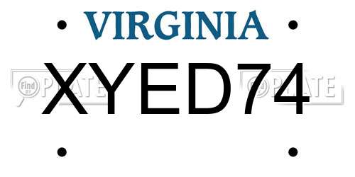 XYED74 Virginia License Plate