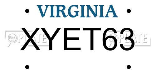 XYET63 Virginia License Plate
