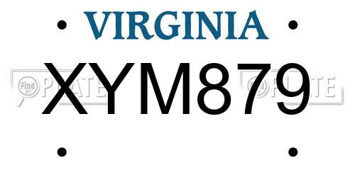XYM879 Virginia License Plate