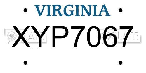 XYP7067 Virginia License Plate
