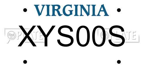 XYS00S Virginia License Plate