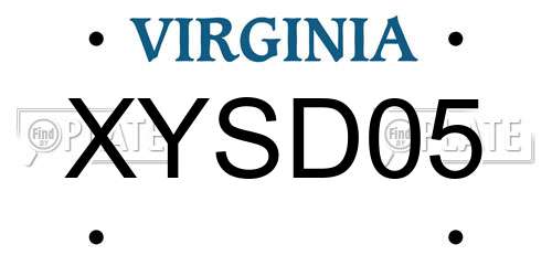 XYSD05 Virginia License Plate