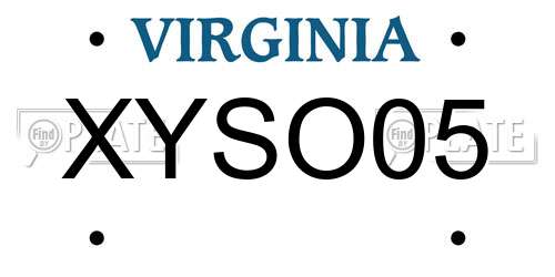 XYSO05 Virginia License Plate