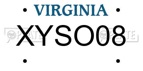 XYSO08 Virginia License Plate