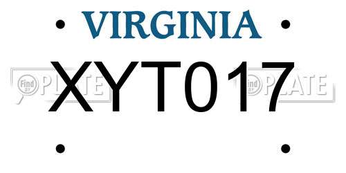 XYT017 Virginia License Plate