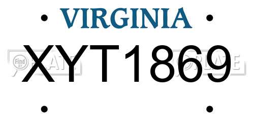 XYT1869 Virginia License Plate