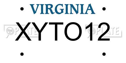 XYTO12 Virginia License Plate