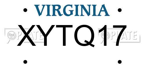 XYTQ17 Virginia License Plate