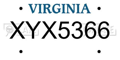 XYX5366 Virginia License Plate