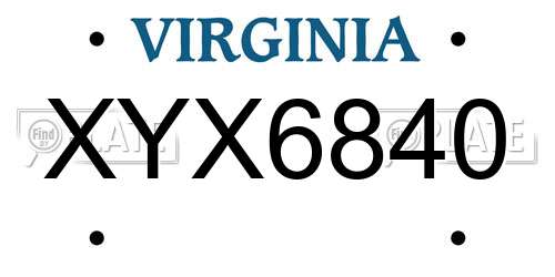XYX6840 Virginia License Plate