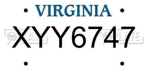 XYY6747 Virginia License Plate