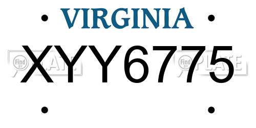 XYY6775 Virginia License Plate