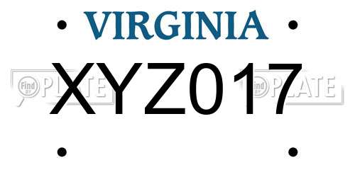 XYZ017 Virginia License Plate