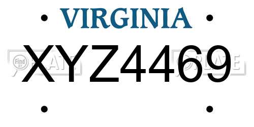 XYZ4469 Virginia License Plate