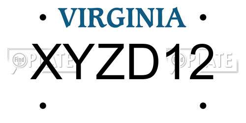 XYZD12 Virginia License Plate