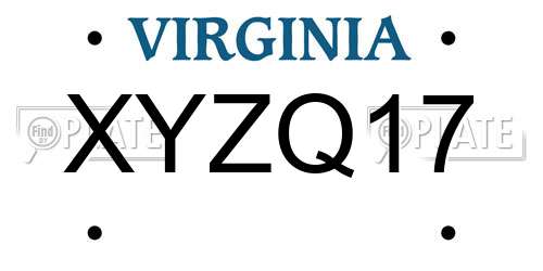 XYZQ17 Virginia License Plate