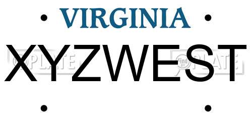XYZWEST Virginia License Plate