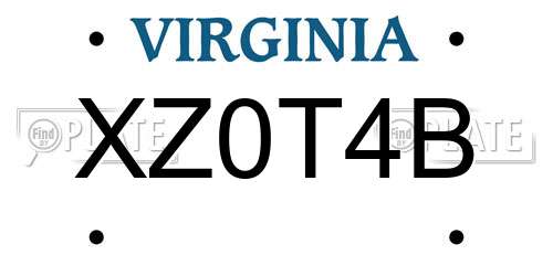 XZ0T4B Virginia License Plate
