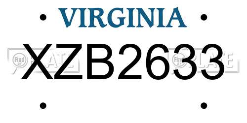 XZB2633 Virginia License Plate