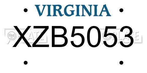 XZB5053 Virginia License Plate