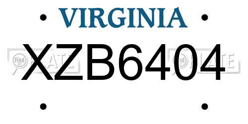 XZB6404 Virginia License Plate