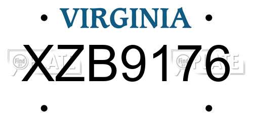 XZB9176 Virginia License Plate