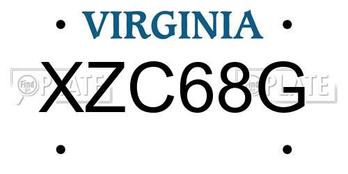 XZC68G Virginia License Plate